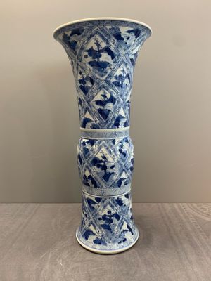 A Chinese blue and white 'landscape' 'gu' vase, Kangxi — photo 1