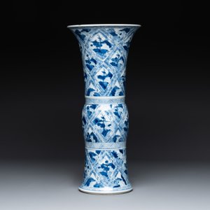 A Chinese blue and white 'landscape' 'gu' vase, Kangxi — photo 4