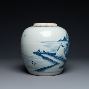 A Chinese blue and white 'landscape' jar, Kangxi — 照片 3