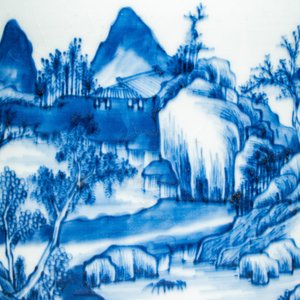A Chinese blue and white 'Landscape' tripod censer — photo 7