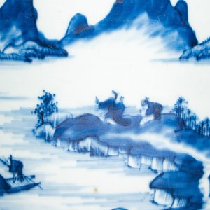 A Chinese blue and white 'Landscape' tripod censer — photo 9