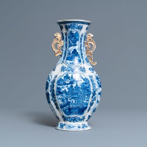A Chinese blue and white 'landscape' vase and a large bowl, Qianlong — photo 10