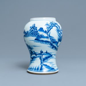 A Chinese blue and white 'landscape' vase, Kangxi — 照片 2
