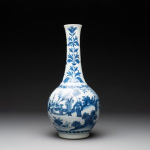 A Chinese blue and white 'Lian Sheng San Ji 連升三級' bottle vase, Transitional period — 照片 2