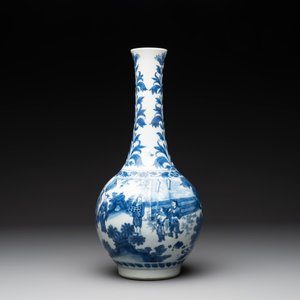 A Chinese blue and white 'Lian Sheng San Ji 連升三級' bottle vase, Transitional period — 照片 3