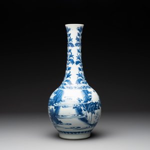 A Chinese blue and white 'Lian Sheng San Ji 連升三級' bottle vase, Transitional period — 照片 4