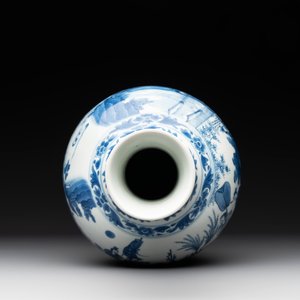 A Chinese blue and white 'Lian Sheng San Ji 連升三級' bottle vase, Transitional period — 照片 5