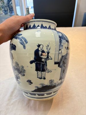 A Chinese blue and white 'Lian Sheng San Ji 連升三級' vase, Transitional period — foto 1