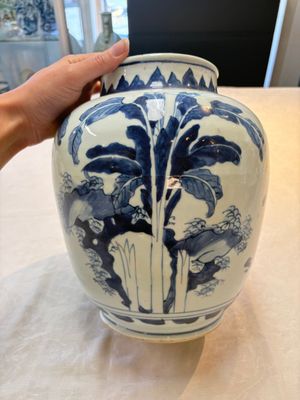A Chinese blue and white 'Lian Sheng San Ji 連升三級' vase, Transitional period — foto 5
