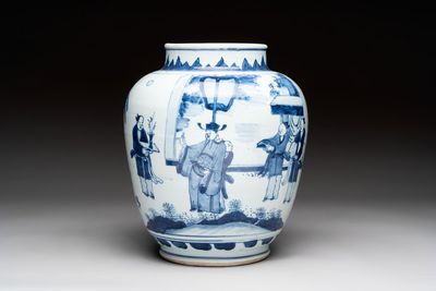 A Chinese blue and white 'Lian Sheng San Ji 連升三級' vase, Transitional period