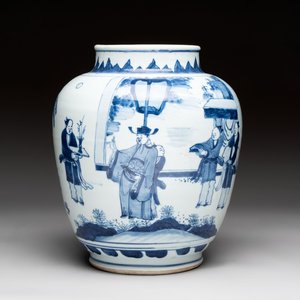 A Chinese blue and white 'Lian Sheng San Ji 連升三級' vase, Transitional period — foto 1