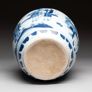 A Chinese blue and white 'Lian Sheng San Ji 連升三級' vase, Transitional period — foto 6