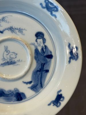 A Chinese blue and white 'Long Eliza and playing boy' cup and saucer, Qi Yu Mei Zhi 奇玉美製 and Bi Yu Tang Zhi 璧玉堂製, Kangxi — photo 9