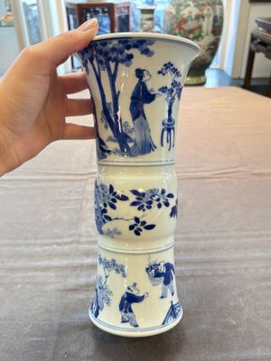 A Chinese blue and white 'Long Eliza and playing boys' 'gu' vase, Kangxi — photo 3