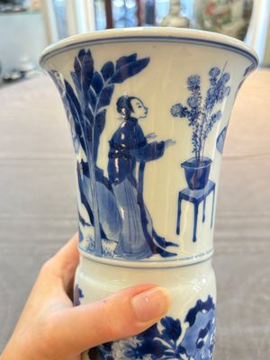 A Chinese blue and white 'Long Eliza and playing boys' 'gu' vase, Kangxi — photo 9