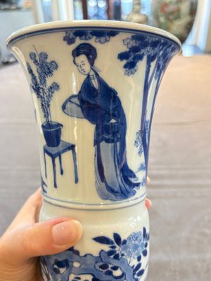 A Chinese blue and white 'Long Eliza and playing boys' 'gu' vase, Kangxi — photo 10