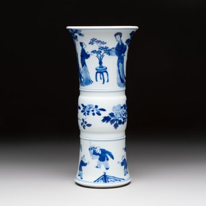 A Chinese blue and white 'Long Eliza and playing boys' 'gu' vase, Kangxi — photo 1