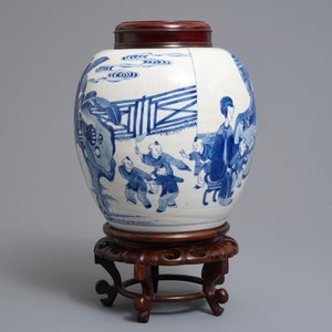 A Chinese blue and white 'long Eliza and playing boys' jar, Kangxi — 照片 2