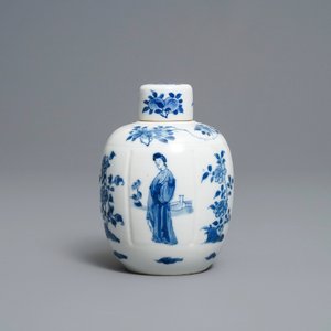 A Chinese blue and white 'Long Eliza' tea caddy and cover, Kangxi — photo 4