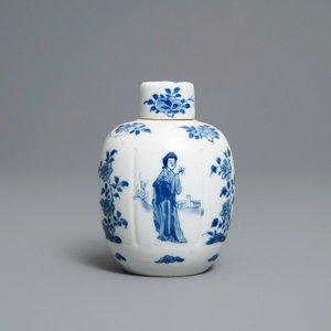 A Chinese blue and white 'Long Eliza' tea caddy and cover, Kangxi — photo 5
