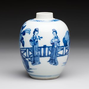 A Chinese blue and white 'Long Eliza' tea caddy, Kangxi — 照片 1