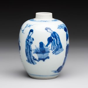 A Chinese blue and white 'Long Eliza' tea caddy, Kangxi — 照片 3
