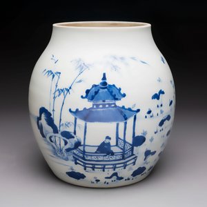 A Chinese blue and white 'lotus pond' jar for the Vietnamese market, Yongzheng mark, 18/19th C. — photo 3