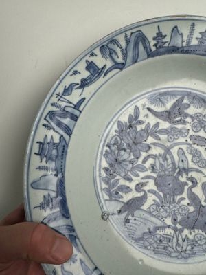A Chinese blue and white 'Lotus Pond with Ducks' dish — 照片 2