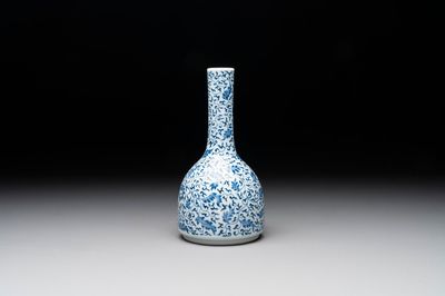 A Chinese blue and white 'lotus scroll' bottle vase, Yongzheng mark, 19/20th C.