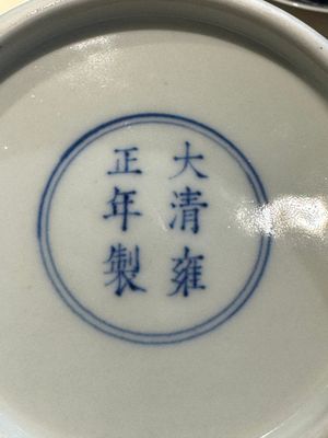 A Chinese blue and white 'lotus scroll' bottle vase, Yongzheng mark and possibly of the period — 照片 23