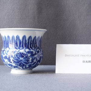 A Chinese blue and white 'lotus scroll' spittoon or zhadou, Kangxi — 照片 8