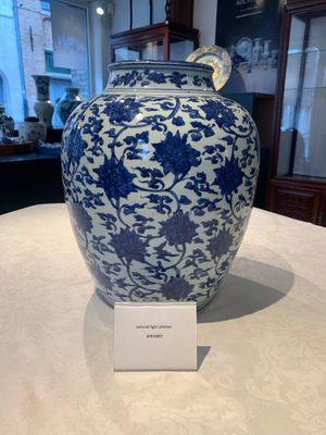 A Chinese blue and white 'lotus scroll' vase, Jiajing/Wanli — photo 1