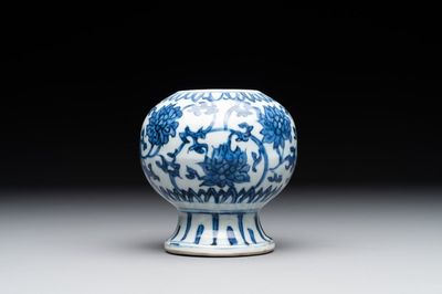 A Chinese blue and white 'lotus scroll' vase, Ming