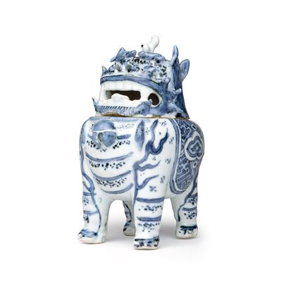A Chinese blue and white 'Luduan' incense burner , Wanli/Tianqi