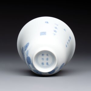 A Chinese blue and white 'mandarin duck and lotus' cup, Kangxi mark, 19th C. — 照片 7