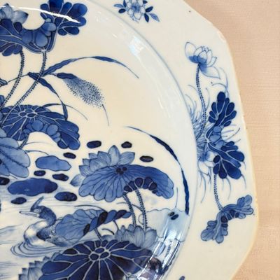 A Chinese blue and white 'Mandarin Duck' dish and a crackle-glazed dish — photo 5