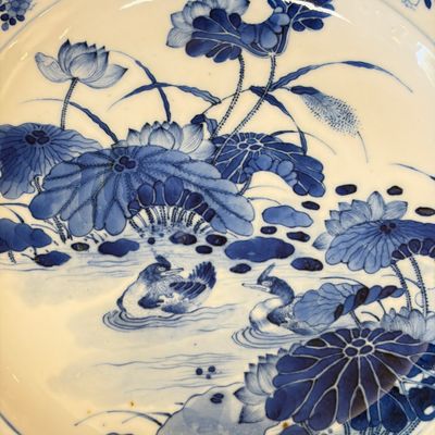 A Chinese blue and white 'Mandarin Duck' dish and a crackle-glazed dish — photo 6