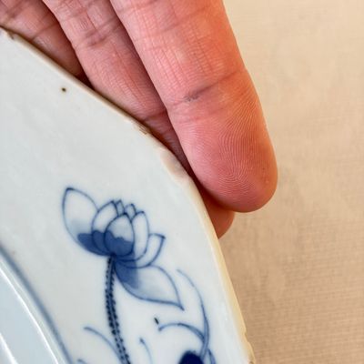 A Chinese blue and white 'Mandarin Duck' dish and a crackle-glazed dish — photo 7
