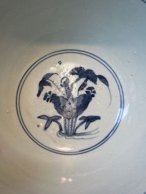 A Chinese blue and white 'mandarin ducks in a lotus pond' bowl, Chenghua mark, Wanli — photo 4
