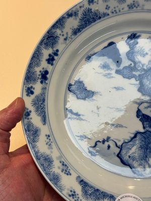 A Chinese blue and white 'Master of the Rocks' plate, Chenghua mark, Kangxi — photo 6