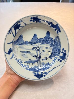 A Chinese blue and white 'Master of the Rocks' plate, Kangxi — photo 1