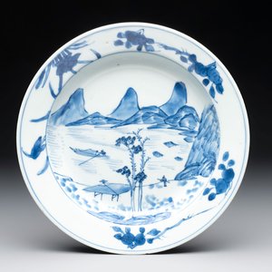 A Chinese blue and white 'Master of the Rocks' plate, Kangxi — photo 1