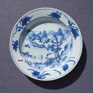 A Chinese blue and white 'Master of the rocks' plate, Kangxi — photo 3