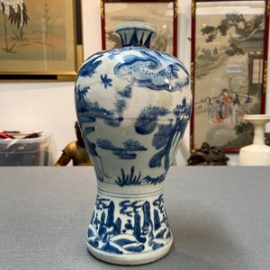 A Chinese blue and white 'meiping' vase with cranes, Wanli — photo 14