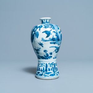 A Chinese blue and white 'meiping' vase with cranes, Wanli — photo 3