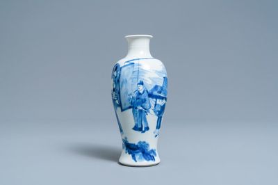 A Chinese blue and white 'meiping' vase with figurative design, Kangxi
