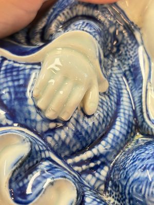 A Chinese blue and white Milefo Buddha, Zeng Long Sheng 曾龍昇 mark, 20th C. — 照片 11