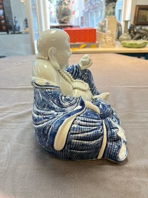 A Chinese blue and white Milefo Buddha, Zeng Long Sheng 曾龍昇 mark, 20th C. — 照片 4