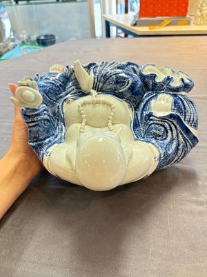 A Chinese blue and white Milefo Buddha, Zeng Long Sheng 曾龍昇 mark, 20th C. — 照片 5