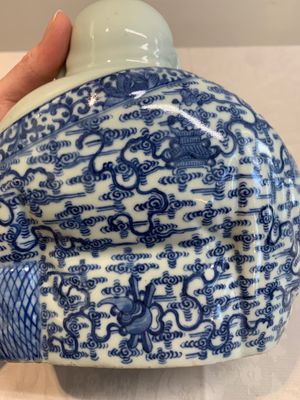 A Chinese blue and white Milefo Buddha, Zhu Mao Ji Zao 朱茂記造 mark, 19/20th C. — photo 8